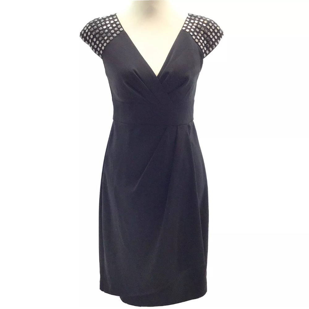 Maggy London Black Cap Sleeve Sheath Dress 6